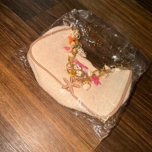 SHEIN Cream Clutch with Gold Accents